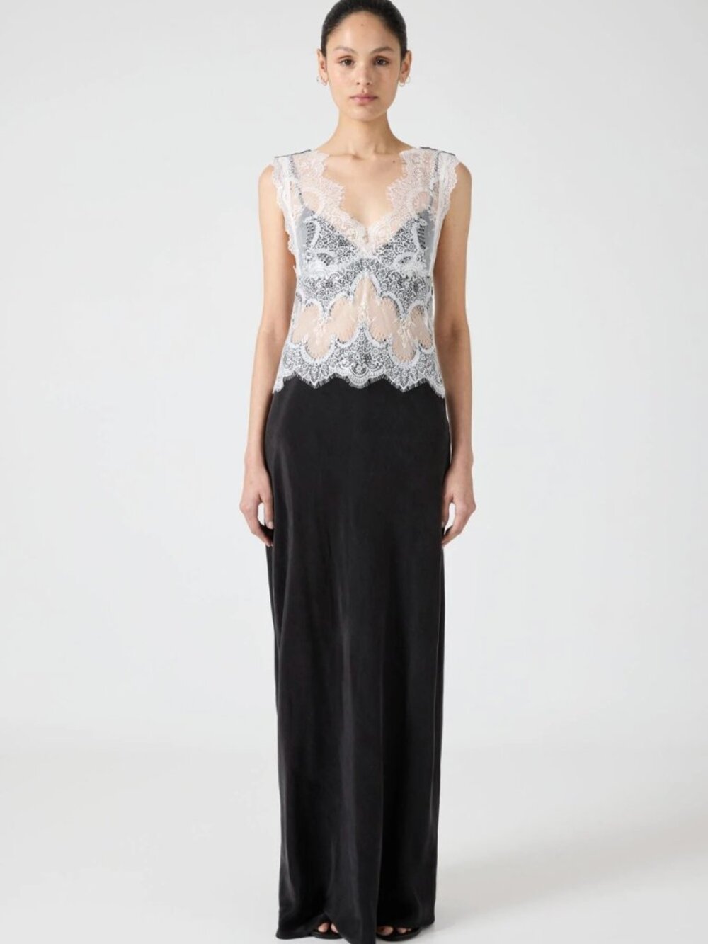 Third Form VISIONS LACE FLOOR LENGTH DRESS | BLACK & WHITE